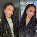Tiktok Exclusive Deal | Readitress™ Light Weight Flexi-Fit Invisi Drawstring Cap Full Lace Knotless Boho Curls Braided Long Wig Super Natural Scalp