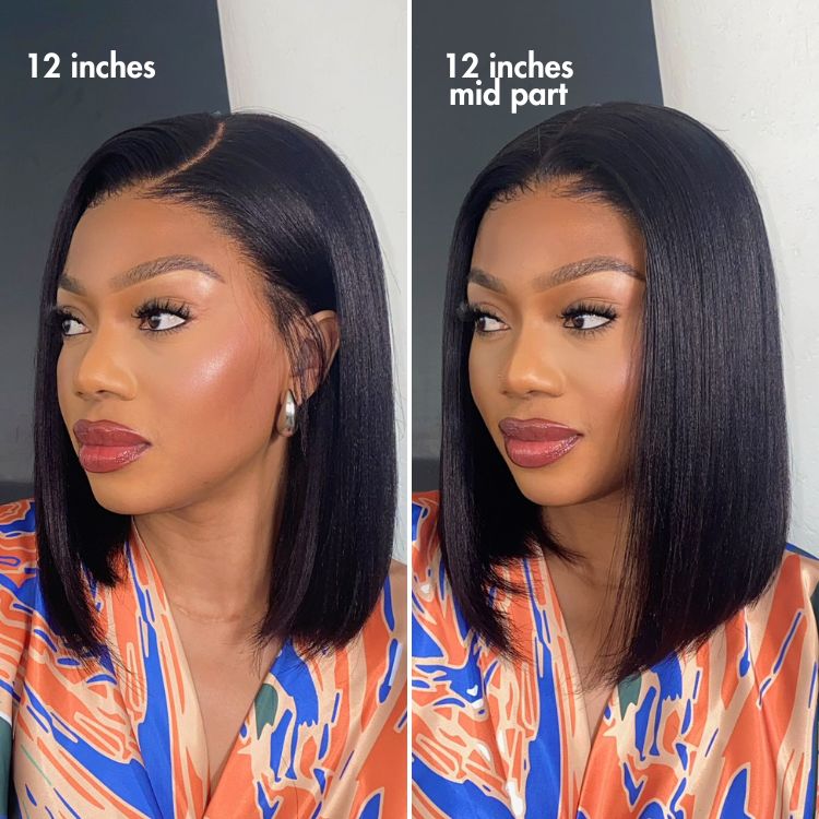 PreMax Wigs - Nature Max Yaki / Silky Bob Ear-to-Ear Glueless 13x6 Frontal HD Lace Short Bob Wig