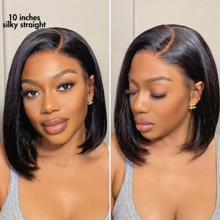 Nature Max™ Yaki / Silky Bob Ear-to-Ear Glueless 13x6 Frontal HD Lace Short Bob Wig