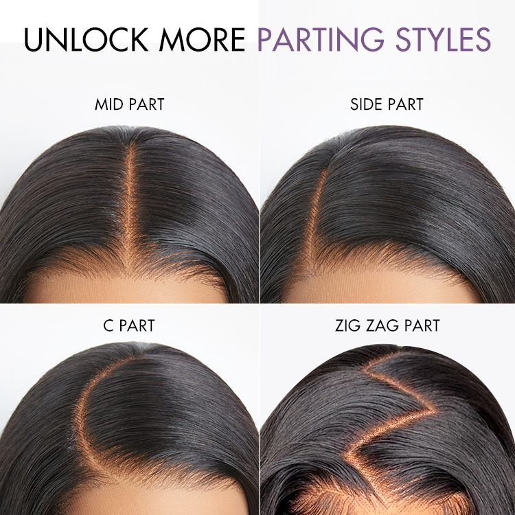 Luvme All-Day Comfort™ Wig 180% Density Ombre Brown Butterfly Cut Layered Light Yaki Straight Glueless 7x6 Closure HD Lace Short Wig Pre-Cut Lace