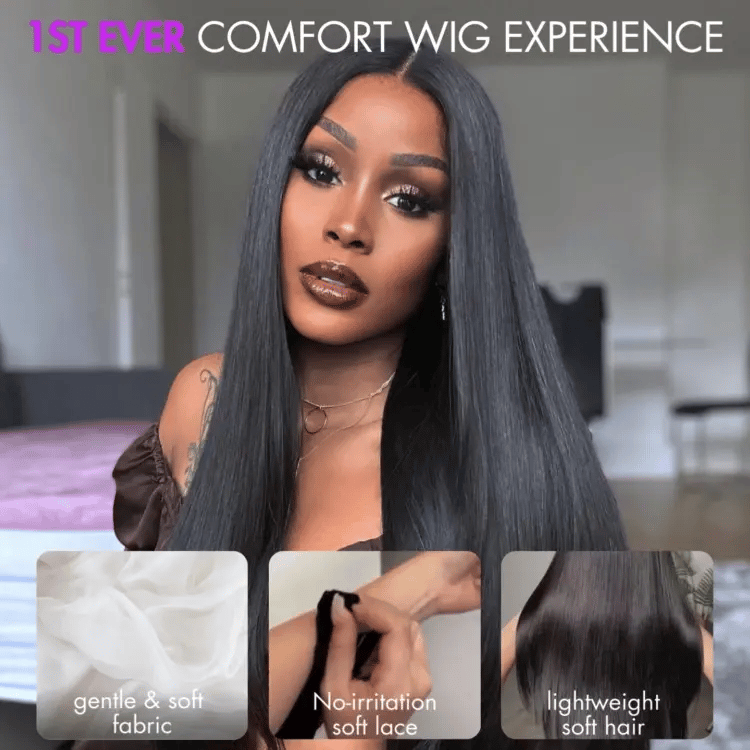 AiryFit™ Scalp Care Wigs - Silky Straight Middle Part Glueless 5x5 Closure Lace Long Wig Pre-Cut Lace
