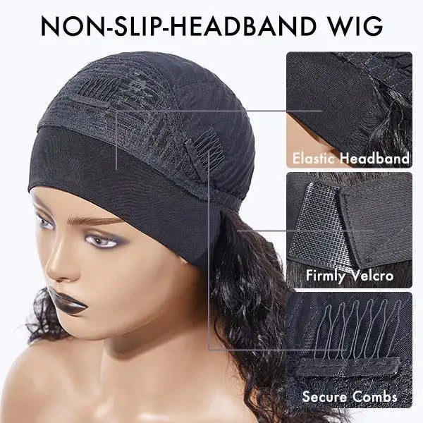 Exclusive Sale | Black / Brown Highlight Deep Wave Headband Wig (Get Free Trendy Headbands)