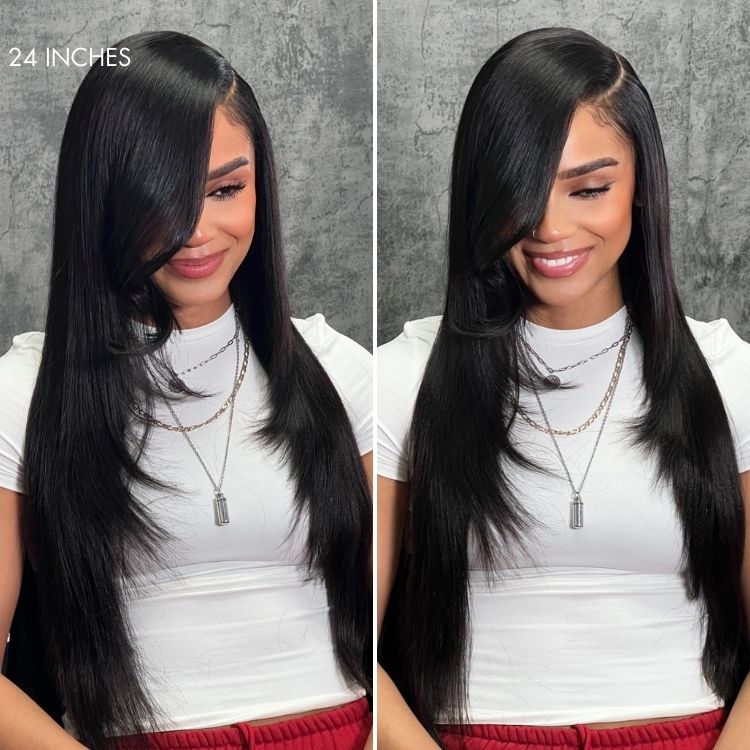 New Customers Only | Luvme All-Day Comfort™ Wig Layered Light Yaki Straight Glueless 7x6 Closure HD Lace Human Hair Wig Pre-Cut Lace