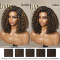 Exclusive Sale | Blonde Highlight Short Curly Glueless Minimalist HD Lace Human Hair Wig