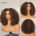 180% Density Copper Highlight Kinky Curly Glueless 5x5 Lace Closure Wig