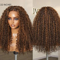 180% Density Copper Highlight Kinky Curly Glueless 5x5 Lace Closure Wig