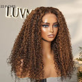 180% Density Copper Highlight Kinky Curly Glueless 5x5 Lace Closure Wig