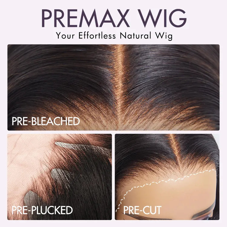 New Customers Only | PreMax Wigs - Natural Black / Blonde Highlight C Part Glueless Lace Front Bob Wig