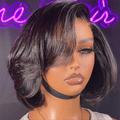PreMax Wigs - Natural Black / Blonde Highlight C Part Glueless Lace Front Bob Wig Pre-cut Lace
