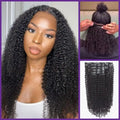 Kinky Curly Invisible Edge Seamless Clip in Extensions Human Hair with Free Gift