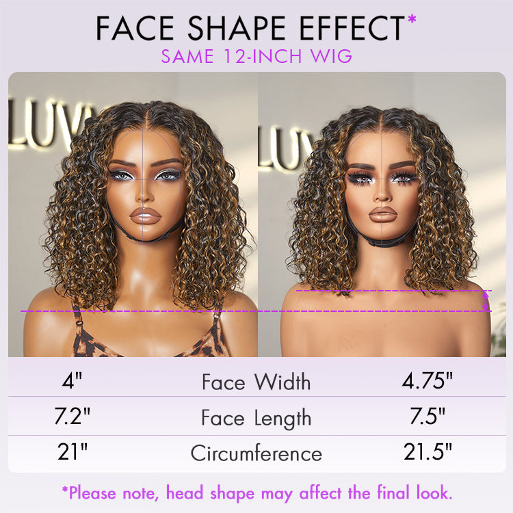 Brown Highlight / Natural Black / Blonde Highlight Deep Curly Glueless 5x5 Closure Pre-Cut Lace Wig