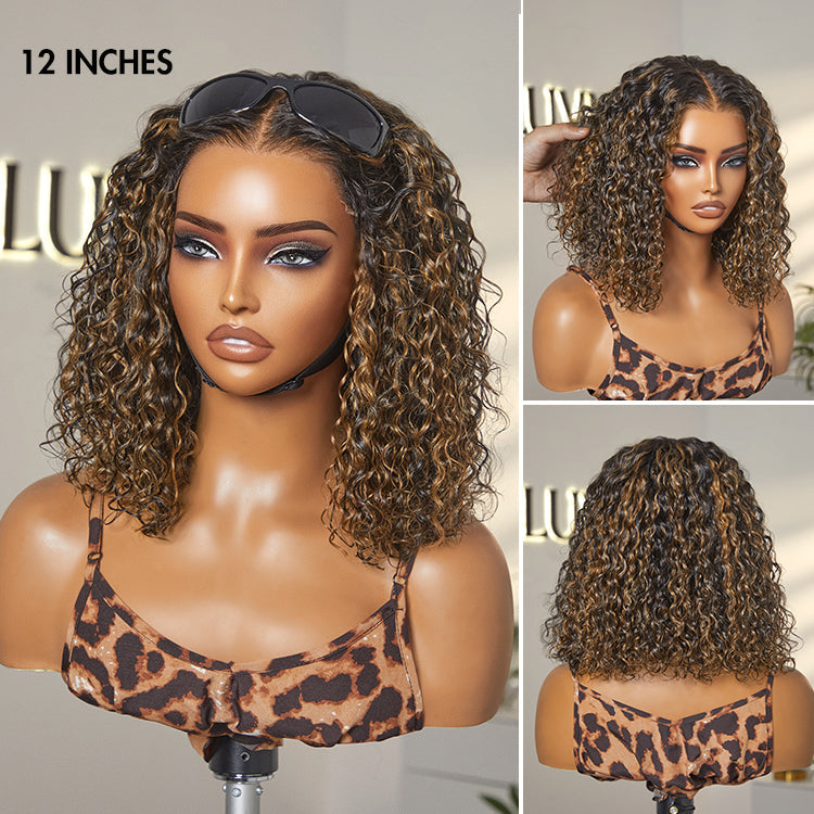 Weekly Special | Brown Highlight / Natural Black / Blonde Highlight Deep Curly Glueless 5x5 Closure Pre-Cut Lace Wig