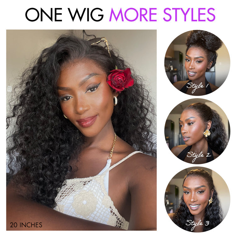 PreMax Wigs | Water Wave Flexi-Fit Invisi Drawstring Cap 360 Lace Long Curly Wig Pre-Cut Lace