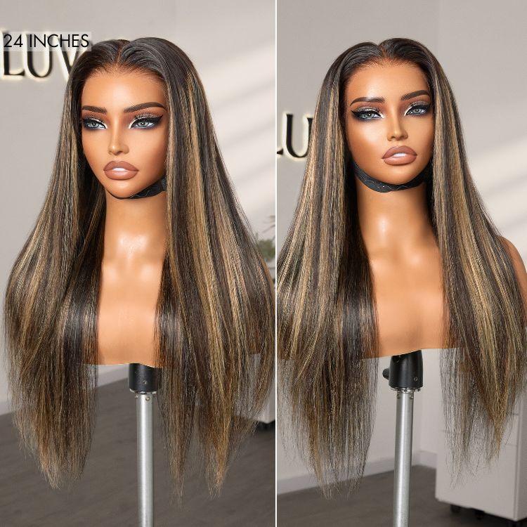 PreMax Wigs - Blonde Highlight Silky Straight 13x4 Frontal Lace Glueless Long Wig Pre-Cut Lace