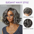 Boss Vibe Salt & Pepper Layered Bob / Body Wave Glueless Pre-Cut Minimalist Lace Grey Wig