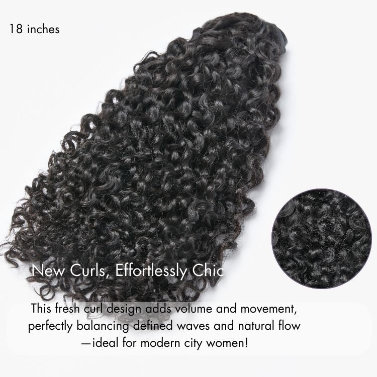 New Customers Only | Messy Burmese Curly Invisible Edge Seamless Clip in Extensions Human Hair with Free Gift