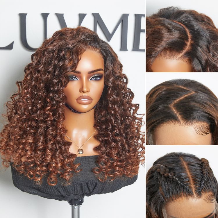 Luvme Hair PartingMax Glueless Wig Ombre Copper Brown Water Wave 7x6 Closure HD Lace Wig  - US Only
