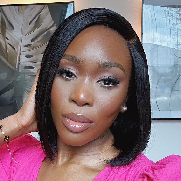 New Customers Only | Put On & Go Blunt Cut Straight Bob Minimalist HD Lace Glueless C Part Wig