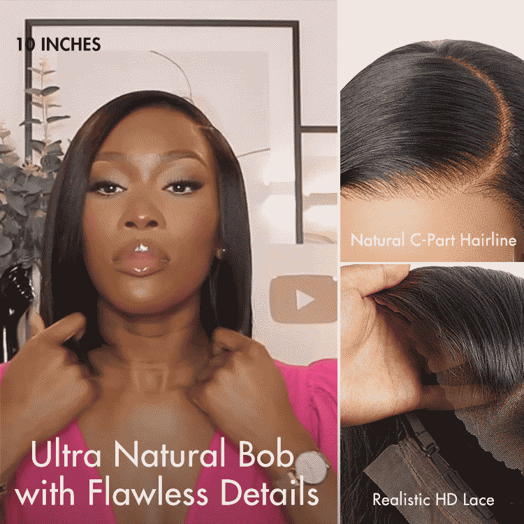 New Customers Only | Put On & Go Blunt Cut Straight Bob Minimalist HD Lace Glueless C Part Wig