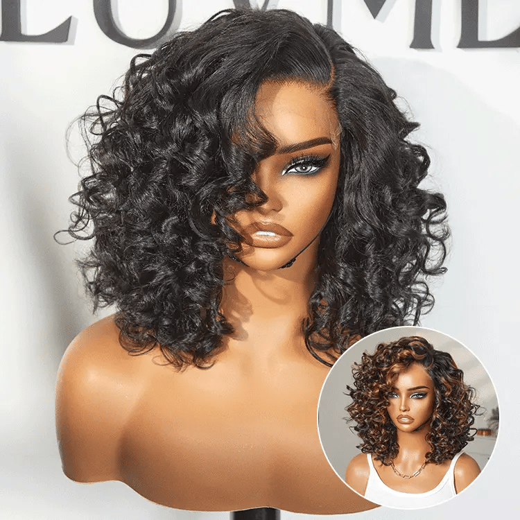 Weekly Special | Effortless Elegance Brown Highlight / Natural Black Bouncy Curly Wig Minimalist HD Lace Glueless Wig Pre-Cut Lace
