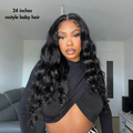 Jet Black Loose Body Wave Glueless 5x5 Closure Lace Wig 100% Human Hair