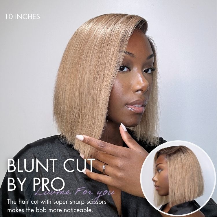 Luvme All-Day Comfort™ Wig Ash Blonde Blunt Cut Bob Glueless Minimalist HD Lace Short Bob Wig Pre-Cut Lace