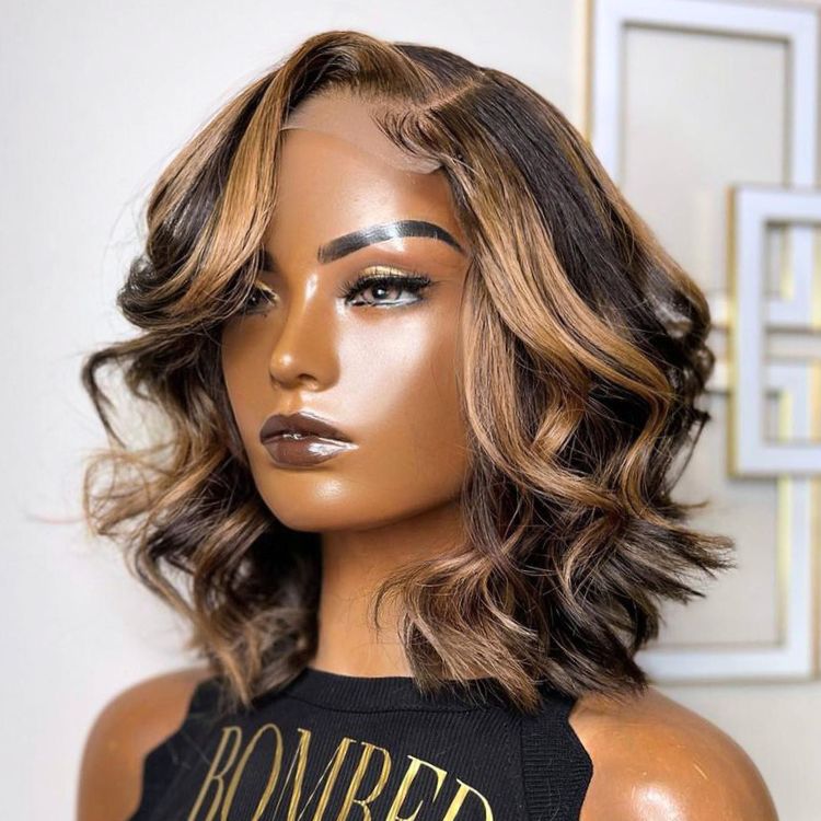 Luvme Hair Blonde Mix Loose Wave 5x5 Closure HD Lace Glueless Side Part Short Wig - US Only