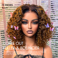 New Customers Only | Brown Highlight / Natural Black / Blonde Highlight Deep Curly Glueless 5x5 Closure Pre-Cut Lace Wig