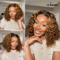 Brown Highlight / Natural Black / Blonde Highlight Deep Curly Glueless 5x5 Closure Pre-Cut Lace Wig