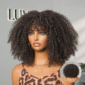 Breathable Cap Ready to Go Bouncy Jerry Curl Glueless Minimalist Lace Curly Wig with Bangs