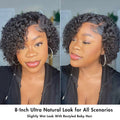 1 SEC INSTALL WIG | Honey Blonde Highlight / Natural Black Kinky Curly Glueless Minimalist HD Lace Classic Short Wig Pre-Cut Lace