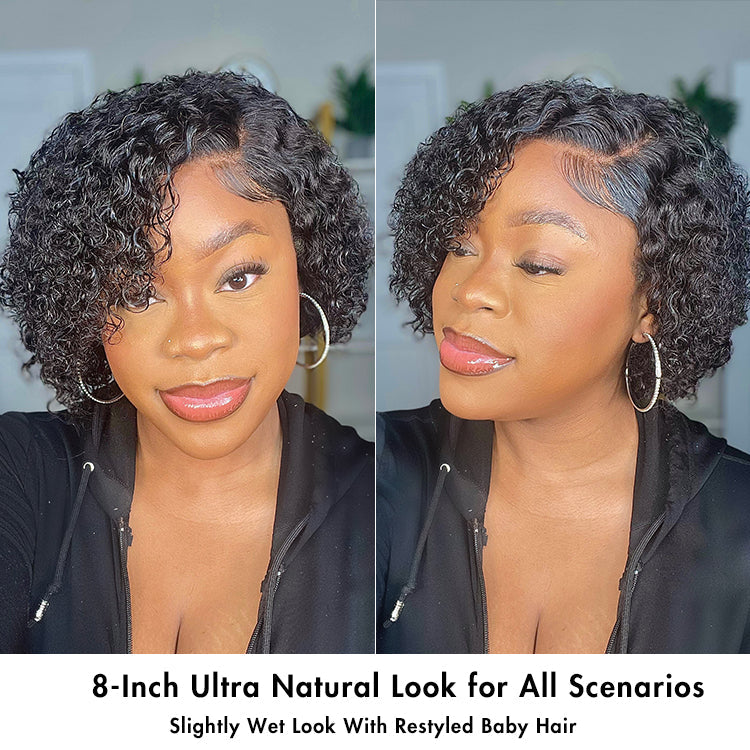 1 SEC INSTALL WIG | Honey Blonde Highlight / Natural Black Kinky Curly Glueless Minimalist HD Lace Classic Short Wig Pre-Cut Lace