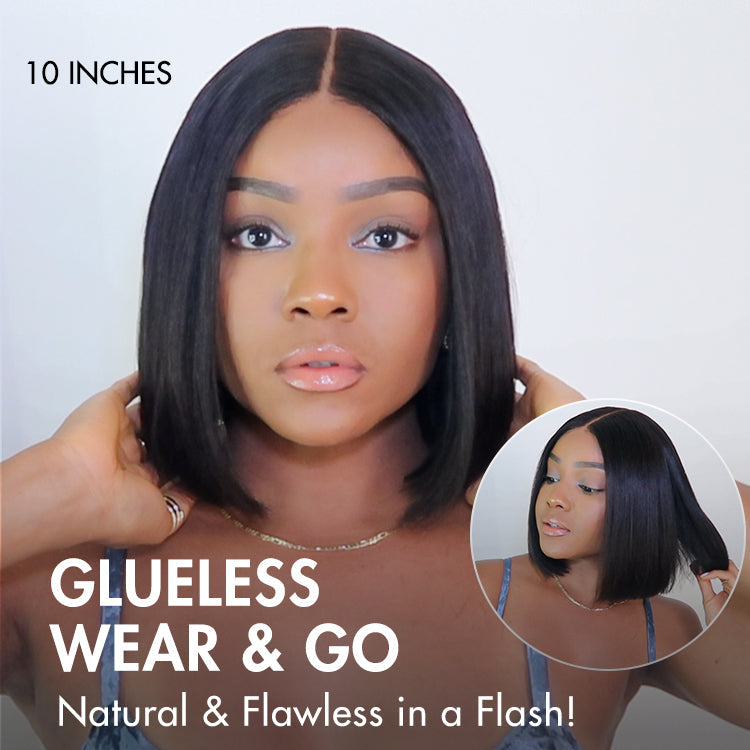 New Customers Only | PreMax Wigs | Silky Blunt Cut Glueless 2x6 / 5x5 Closure Lace Shoulder Length Bob Wig Pre Plucked & Bleached