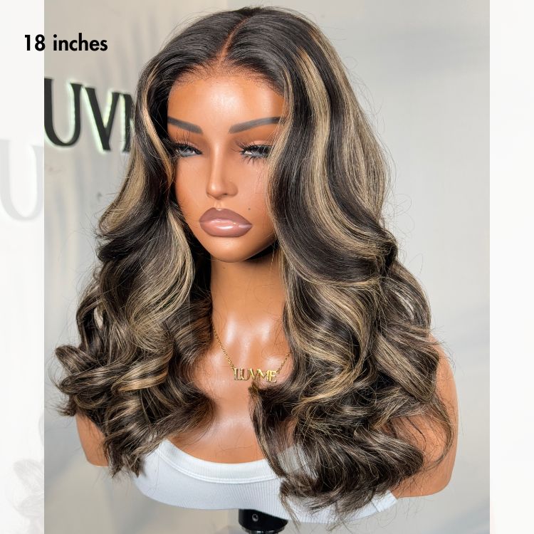 Curtain Bangs Blonde Highlight Loose Wave Glueless 5x5 Closure Pre-Cut Lace Wig All Head Sizes Fit Cap