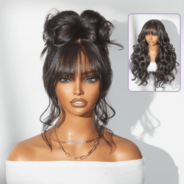 Tiktok Exclusive Deal | Luvme All-Day Comfort™ Wig 180% Density Loose Body Wave Glueless 7x6 Closure HD Lace Human Hair Wig with Bangs Pre-Cut Lace