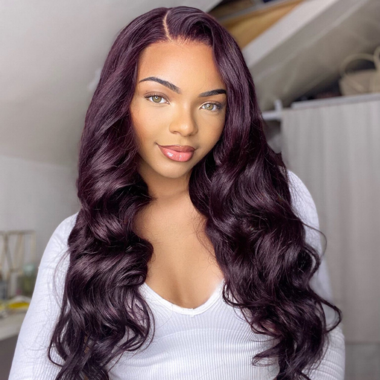 Final Restock | Classic Dark Plum Body Wave Glueless 5x5 Closure HD Lace Long Wig - US Only