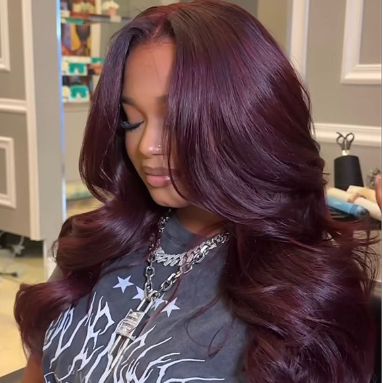 Final Restock | Classic Dark Plum Body Wave Glueless 5x5 Closure HD Lace Long Wig - US Only
