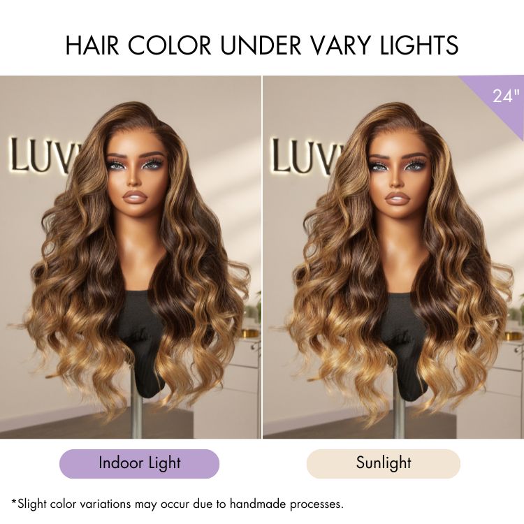 Luvme All-Day Comfort™ Wig 180% Density Sun-Kissed Blonde Ombre Highlight Loose Body Wave Glueless 7x6 Closure HD Lace Wig Pre-Cut Lace