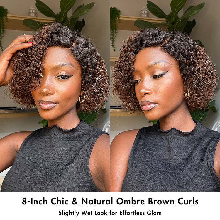 New Customers Only | Trendy Short Cut Curly Minimalist HD Lace Glueless Side Part Wig 100% Human Hair