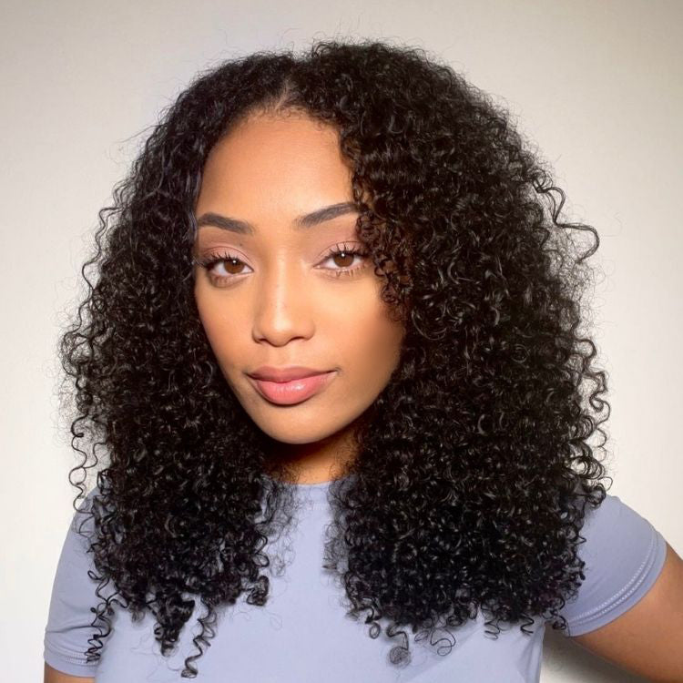 US ONLY | Non-Returnable | 16 Inches Curtain Bangs Jerry Curly Glueless Y-Shape HD Lace Wig