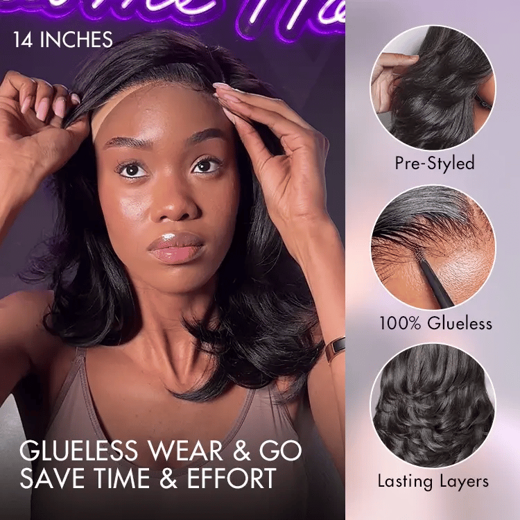 Exclusive Sale | Effortlessly Chic Layered Haircut Wavy Glueless HD Minimalist Lace Short Wig
