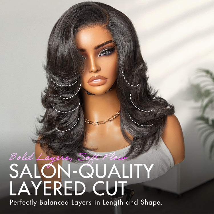 Exclusive Sale | Effortlessly Chic Layered Haircut Wavy Glueless HD Minimalist Lace Short Wig