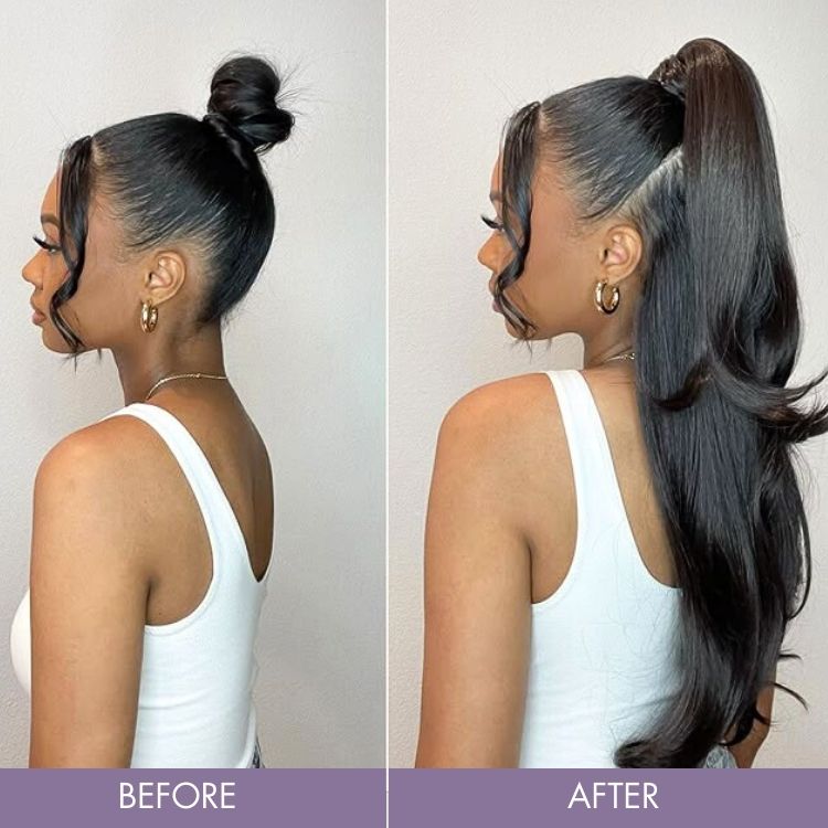 Luvme Too Easy Texture™ Wig 180% Density Yaki Straight Glueless Flexi-Fit Drawstring 3-In-1 Half Wig Human Hair