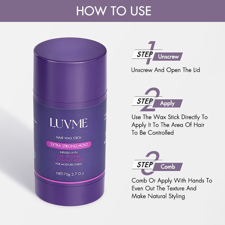 US Only | Hair Wax Stick 24 Hours Lasting for Flyaways, Edge Control, Baby Hair, Non-greasy Styling | LUVME HAIR™