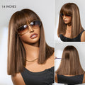 New Customers Only | Put On and Go Realistic Glueless Yaki Straight Bob with Bangs Minimalist Lace Wig 100% Human Hair