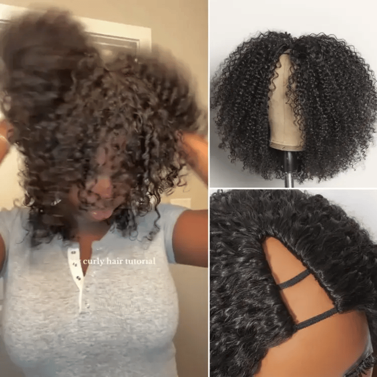 LUVME REMOVABLE SEW-IN™ Wig 180% Density  Kinky Curly / Yaki Straight Glueless V Part Flexi-Fit Drawstring Wig