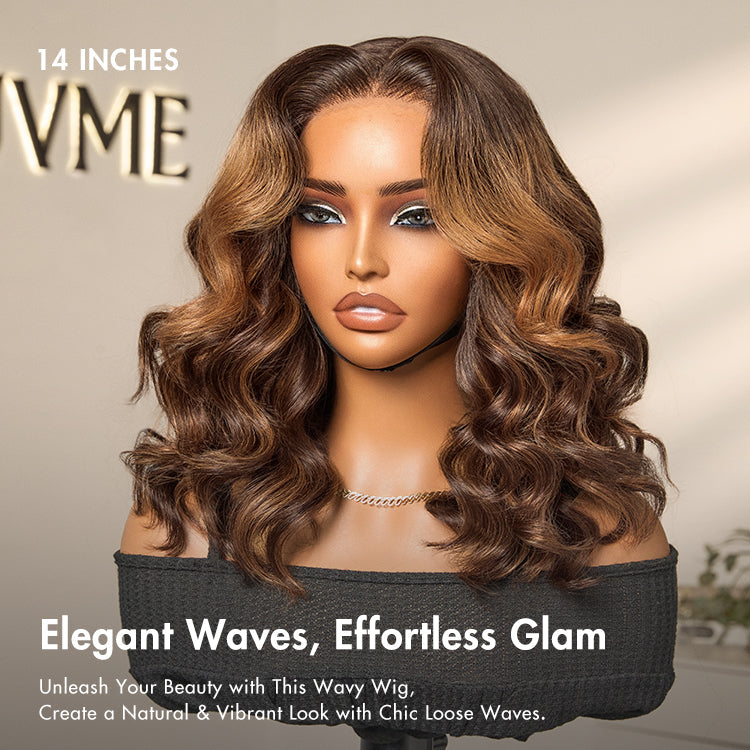 Luvme Hair 180% Density Elegant Brown Ombre Loose Wave Minimalist HD Lace Glueless Wig Pre-Cut Lace - US Only