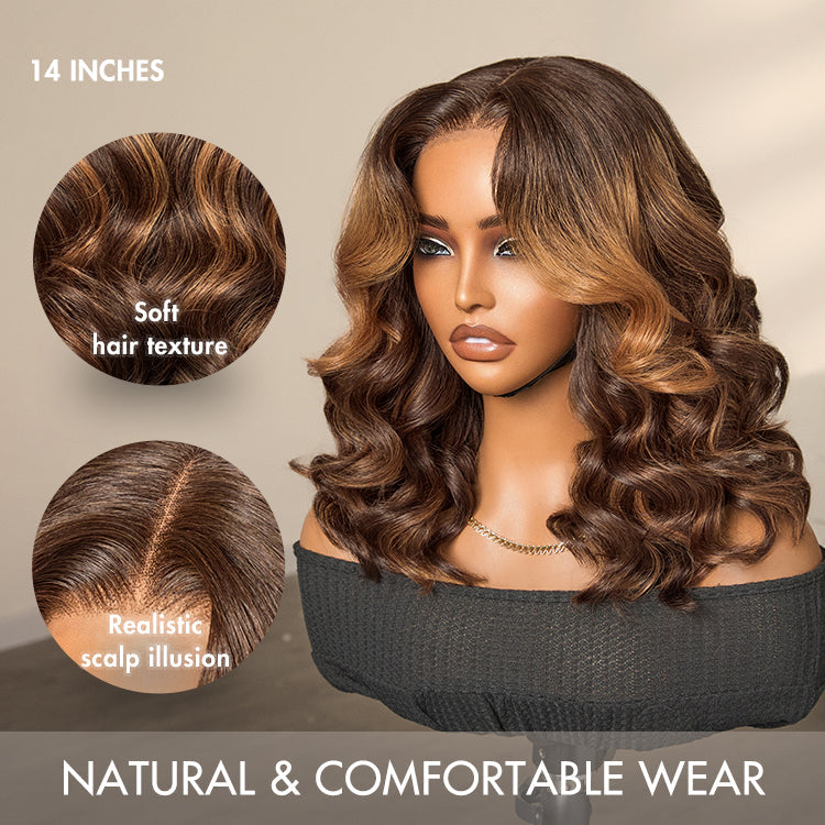 Luvme Hair 180% Density Elegant Brown Ombre Loose Wave Minimalist HD Lace Glueless Wig Pre-Cut Lace - US Only
