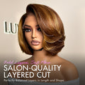 New Customers Only | Limited Design | Toffee Brown Mix Blonde / Natural Black Layered Cut Glueless 5x5 Closure Lace Bob Wig