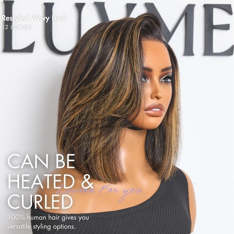Luvme All-Day Comfort™ Wig Brown Highlight Blunt Cut Bob Glueless Minimalist HD Lace Wig Pre-Cut Lace